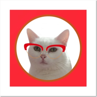 Cute Cat With Glasses Posters and Art